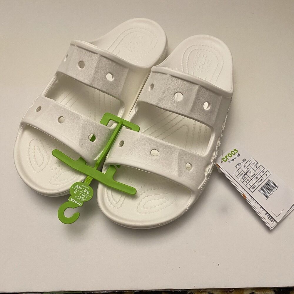 Crocs Unisex White Baya Slide Sandals. Men 7 / Women 9. NEW